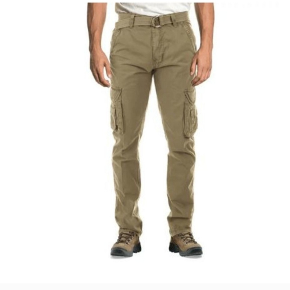 X RAY MEN'S BELTED CARGO PANTS IN KHAKI SIZE 38 NWT